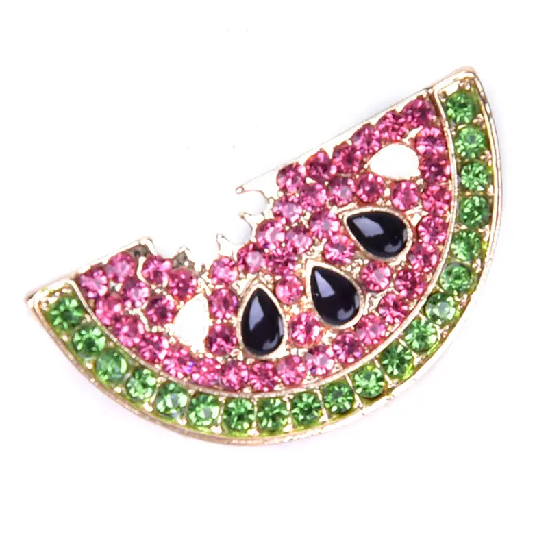 Summer Style Rhinestone Watermelon Brooches For Women Cute Fruit Brooch Pin Kids Backpack Badges Fashion Jewelry