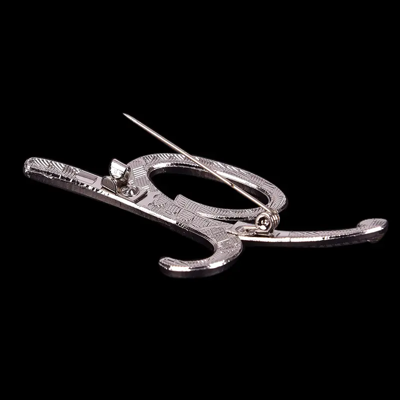 Women Luxury English A-Z Letter Brooch Pin Crystal Rhinestone Metal Glossy Girls Ladies Lapel Collar Pin Scarf Clothes Decor