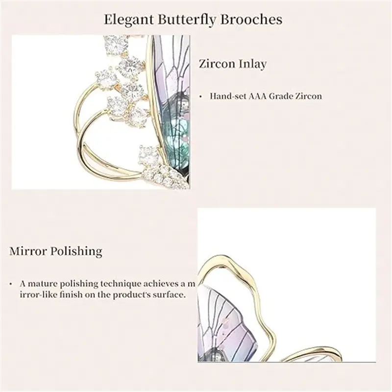 Rhinestone Butterfly Tassel Brooch Pin For Women Girls Pins Dress Accessories