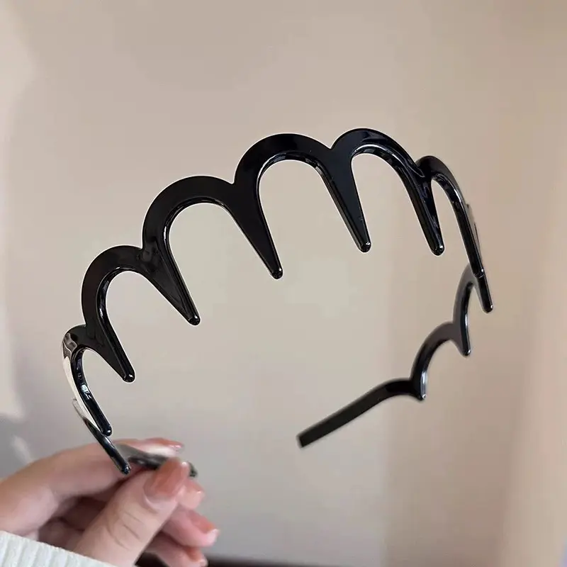 Wave Headband Hairbands Brown Resin Wave Toothed Headband Thin Non-slip Women Makkeup Hair Comb Zigzag Band Notched Headband