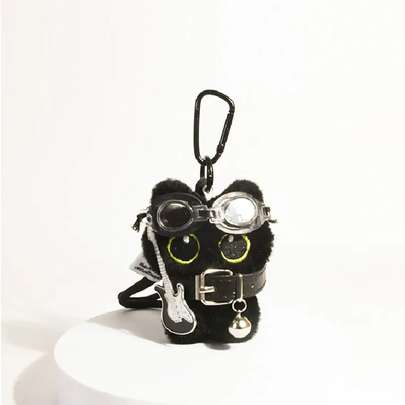 Creative Punk Plush Black Cat Pendant Cute Fashion Little Cat Doll Keychain Exquisite Bag Decoration Accessories Couple Gifts