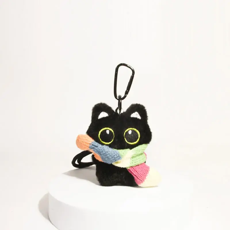 Creative Punk Plush Black Cat Pendant Cute Fashion Little Cat Doll Keychain Exquisite Bag Decoration Accessories Couple Gifts