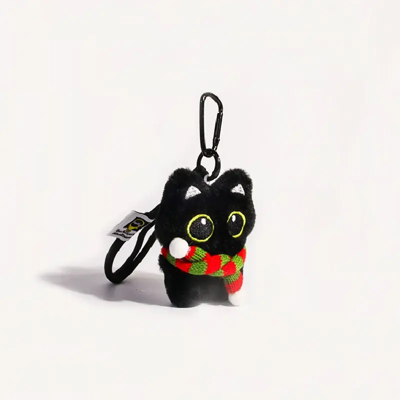 Creative Punk Plush Black Cat Pendant Cute Fashion Little Cat Doll Keychain Exquisite Bag Decoration Accessories Couple Gifts