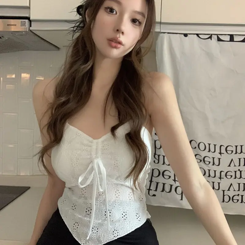 Hot Girl Backless Halter Neck Lace-Up Beautiful Back Camisole Vest Women's Strap-On Bowknot Tube Top