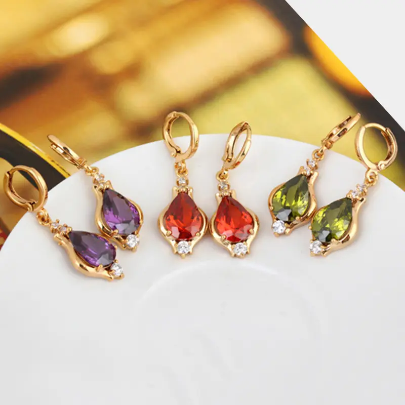 Stunning Multicolor Zircon Teardrop Earrings For Women - Fine Jewelry For Any Occasion Hoop Earring Women's Party Jewelry