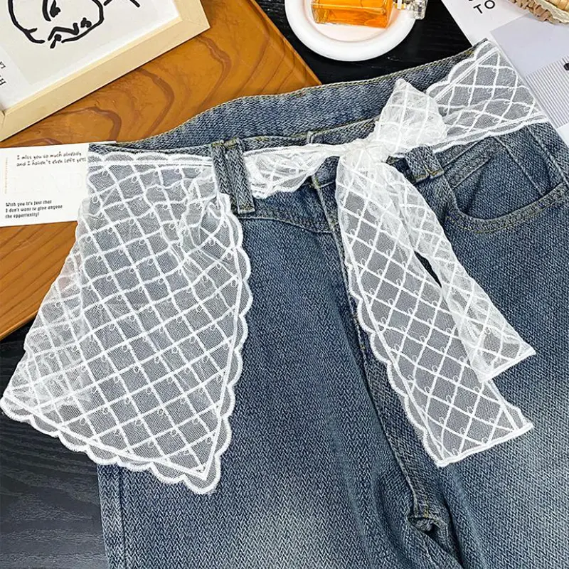 New Style Lace Triangular Binder Headscarf Beige French Farm Style Girl Korean Style Ins Style Lace-up Hair Band Toe Cap