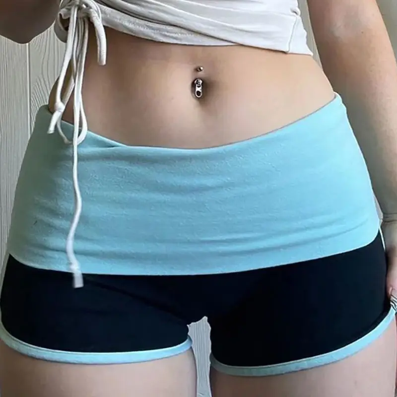 Fashion Casual Sexy Tight Elastic Sports Drawstring Knitted Shorts For Women