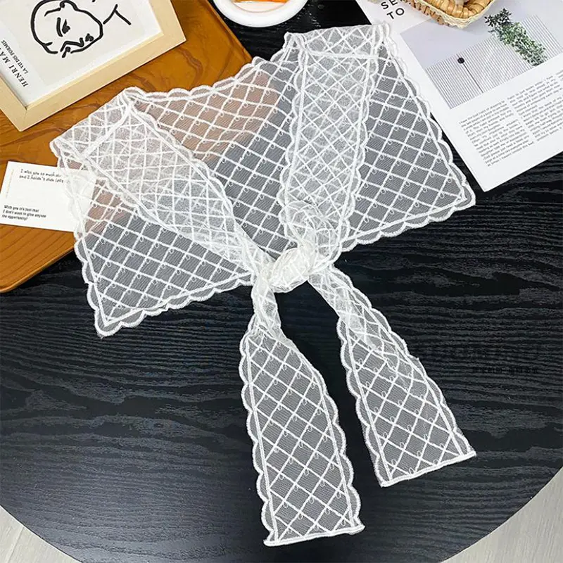 New Style Lace Triangular Binder Headscarf Beige French Farm Style Girl Korean Style Ins Style Lace-up Hair Band Toe Cap
