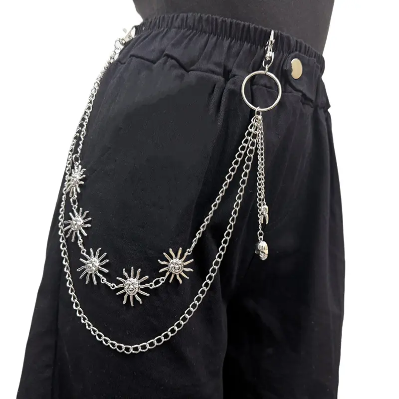 Multilayer Pants Waist Chain Men Women Punk Statement Metal Skull Head Wallet Keychain Jeans Hip-hop Jewelry Gift