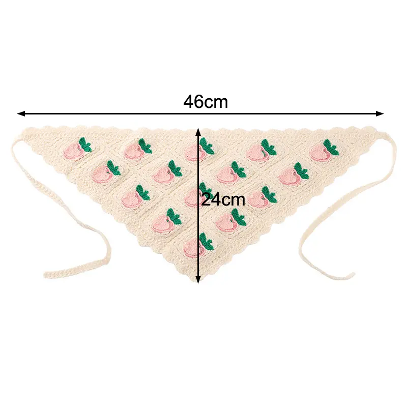 Sweet Cute Strawberry Cherry Handmade Crochet Hollow Triangle Headband Towel Women Spring Summer Travel Photo Hair Scarf