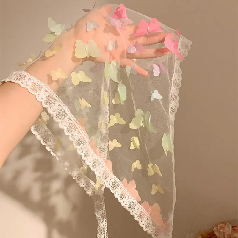 Summer Woven Floral Lace Hair Scarf Wraps Women Retro Triangle Headscarf Hat Travel Photo Headband