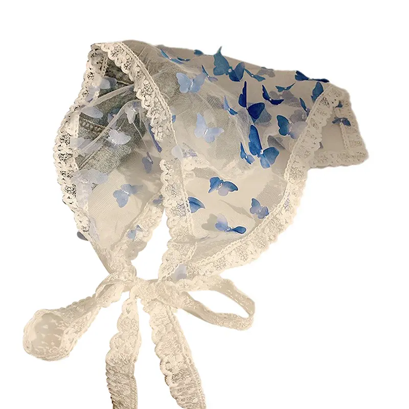 Summer Woven Floral Lace Hair Scarf Wraps Women Retro Triangle Headscarf Hat Travel Photo Headband