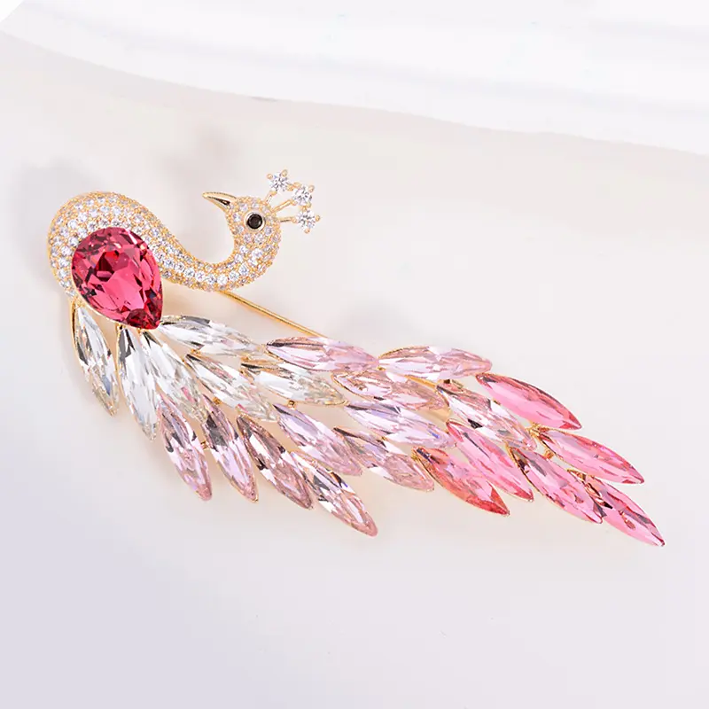 Fashion Animal Rhinestone Crystal Peacock Brooches For Women Clothing Coat Jewelry Accessries Gifts