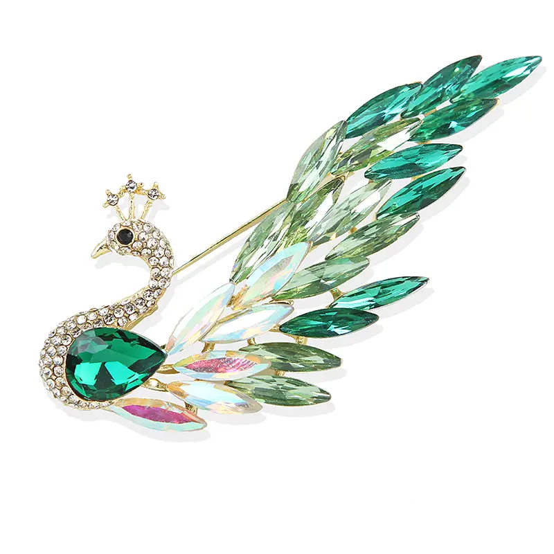 Fashion Animal Rhinestone Crystal Peacock Brooches For Women Clothing Coat Jewelry Accessries Gifts