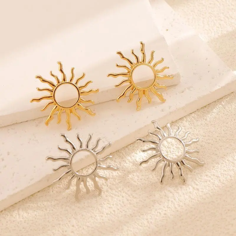 Fashion Temperament Elegant Sun Flower Stud Earrings For Women Daily Jewelry Gift