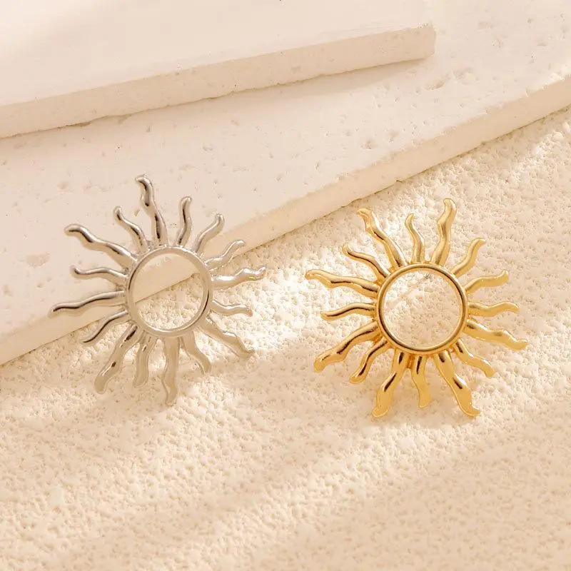 Fashion Temperament Elegant Sun Flower Stud Earrings For Women Daily Jewelry Gift