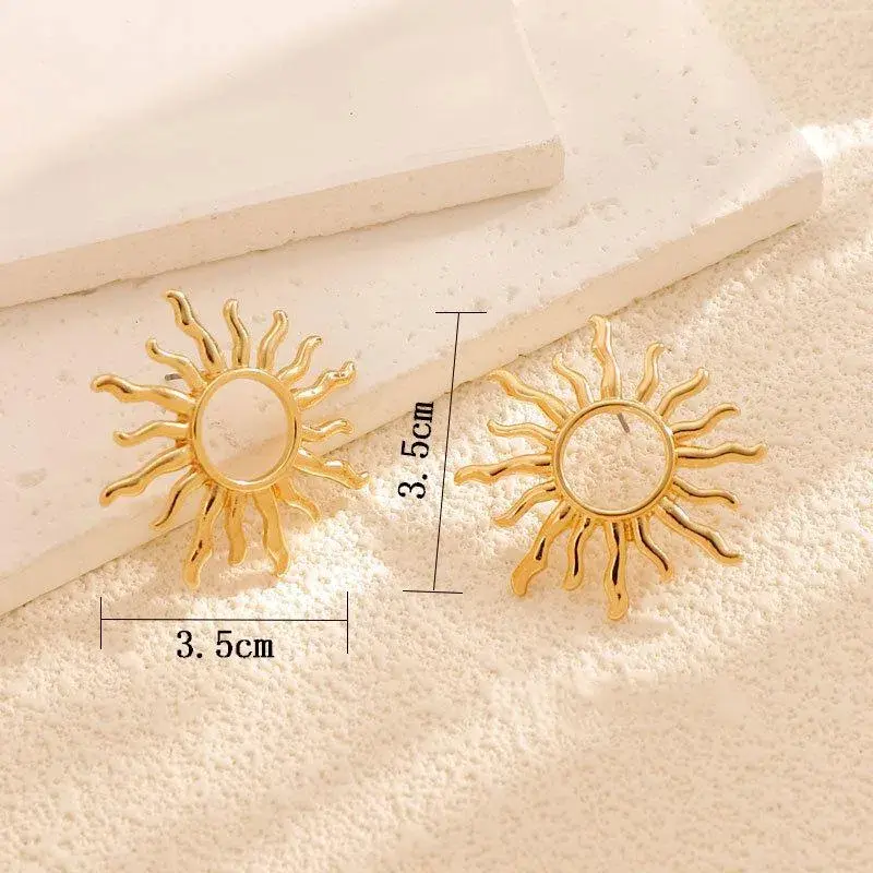 Fashion Temperament Elegant Sun Flower Stud Earrings For Women Daily Jewelry Gift
