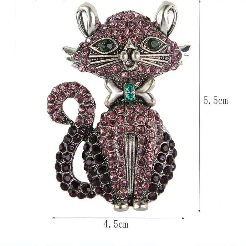 Fashion Full Rhinestone Cat Brooches For Women Clothing Coat Jewelry Accessries Gifts