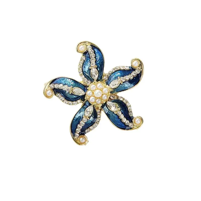 Retro Drip Oil Studded Pearl Starfish Brooches For Women Clothing Coat Jewelry Accessries Gifts