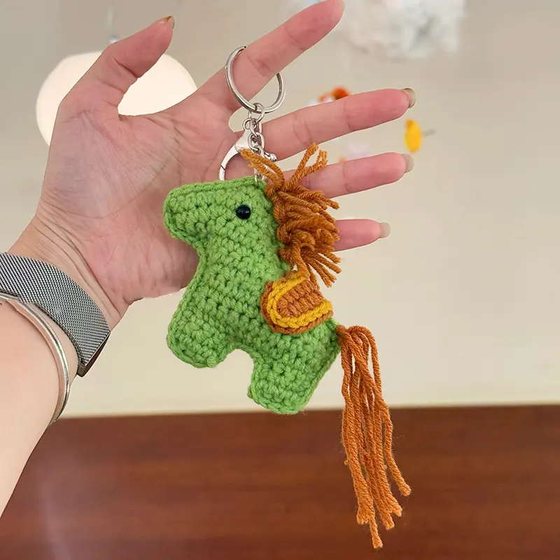 Creative Crochet Pony Keychain Cute Cars Key Ring Backpack Pendant Decoration Accessories Gifts