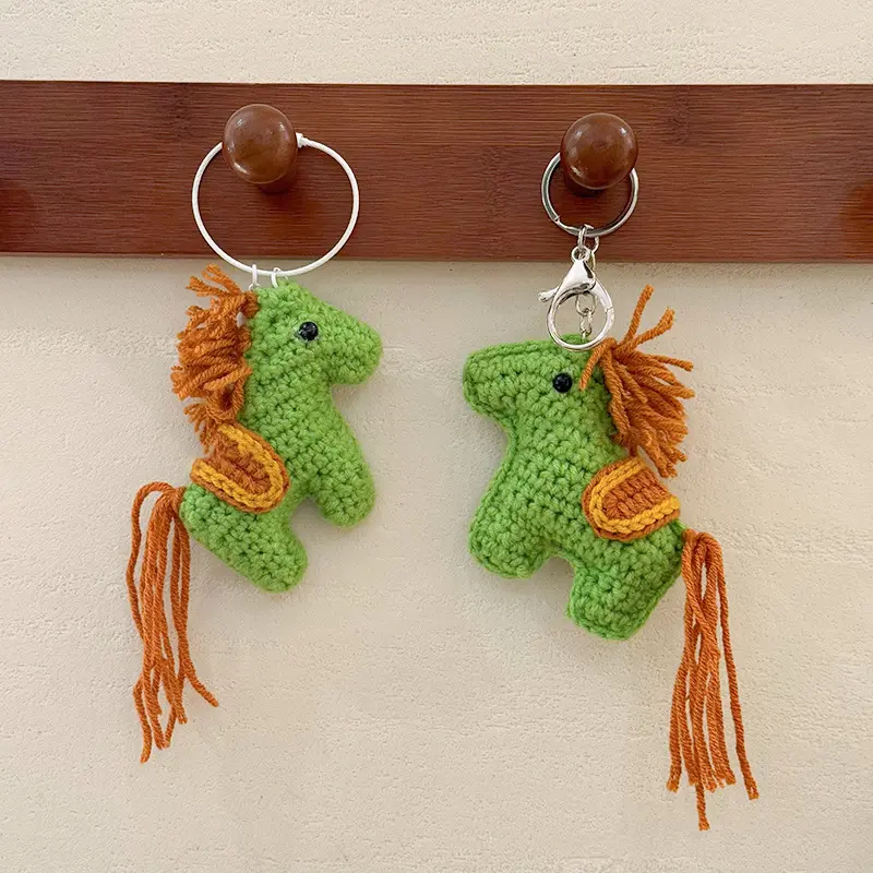 Creative Crochet Pony Keychain Cute Cars Key Ring Backpack Pendant Decoration Accessories Gifts