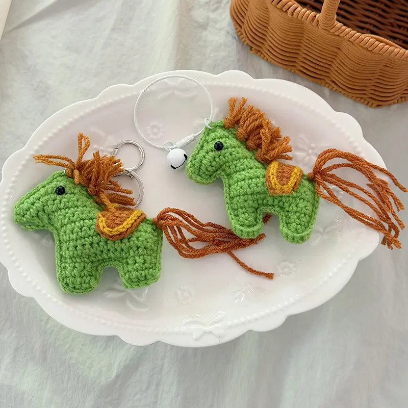 Creative Crochet Pony Keychain Cute Cars Key Ring Backpack Pendant Decoration Accessories Gifts
