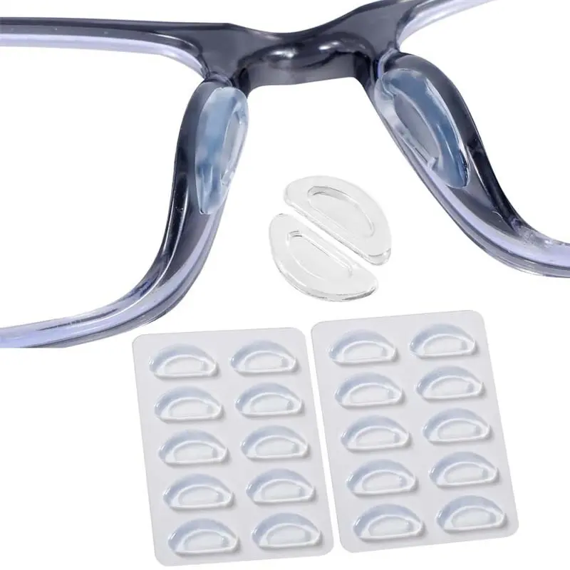 "10 Pairs of Soft Silicone Nose Pads for Eyeglasses, Slip-Resistant, Easy-to-Use Kit