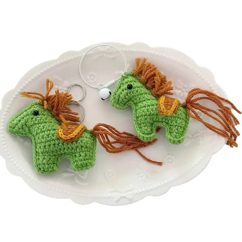 Creative Crochet Pony Keychain Cute Cars Key Ring Backpack Pendant Decoration Accessories Gifts