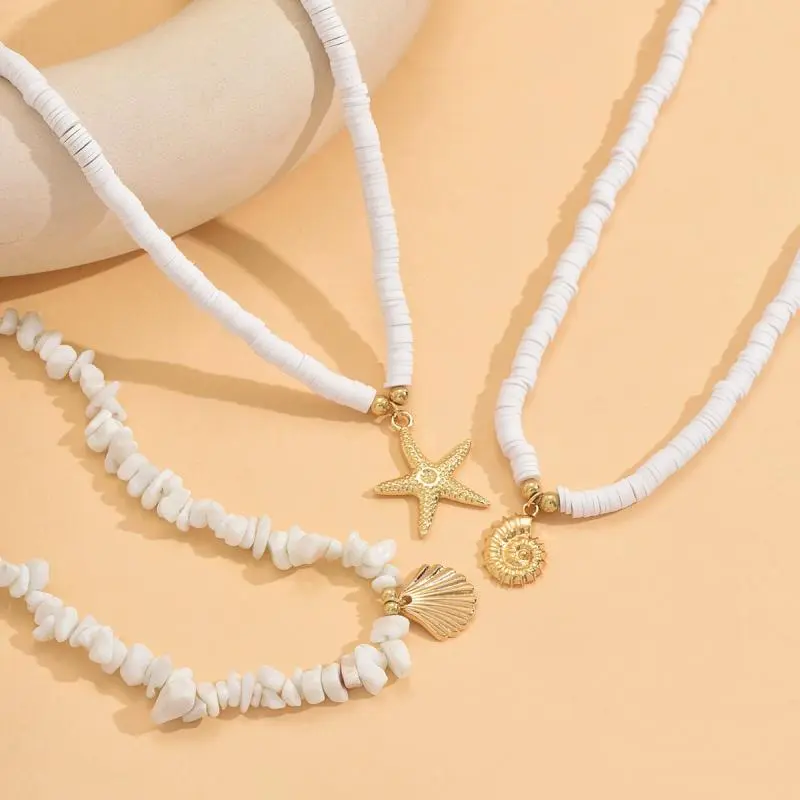 Bohemian Shell Chain Clavicle Necklace Fashion Rice Beads Multi Layered Necklace Summer Sexy Beach Jewelry Gifts