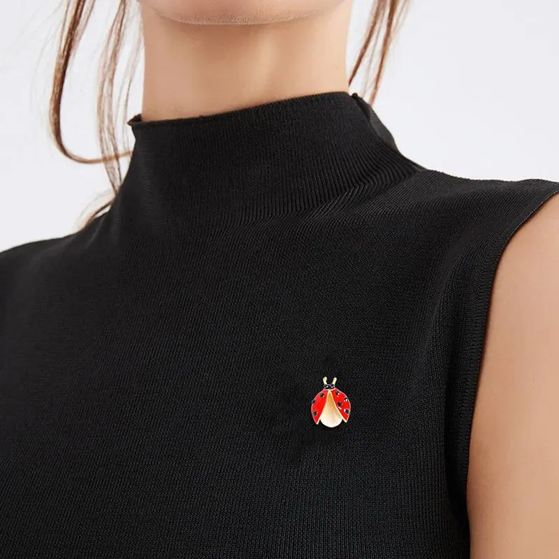 Cute Ladybug Brooch For Women Unisex Opal Red Enamel Beetle Insects Party Casual Brooch Pin Gift