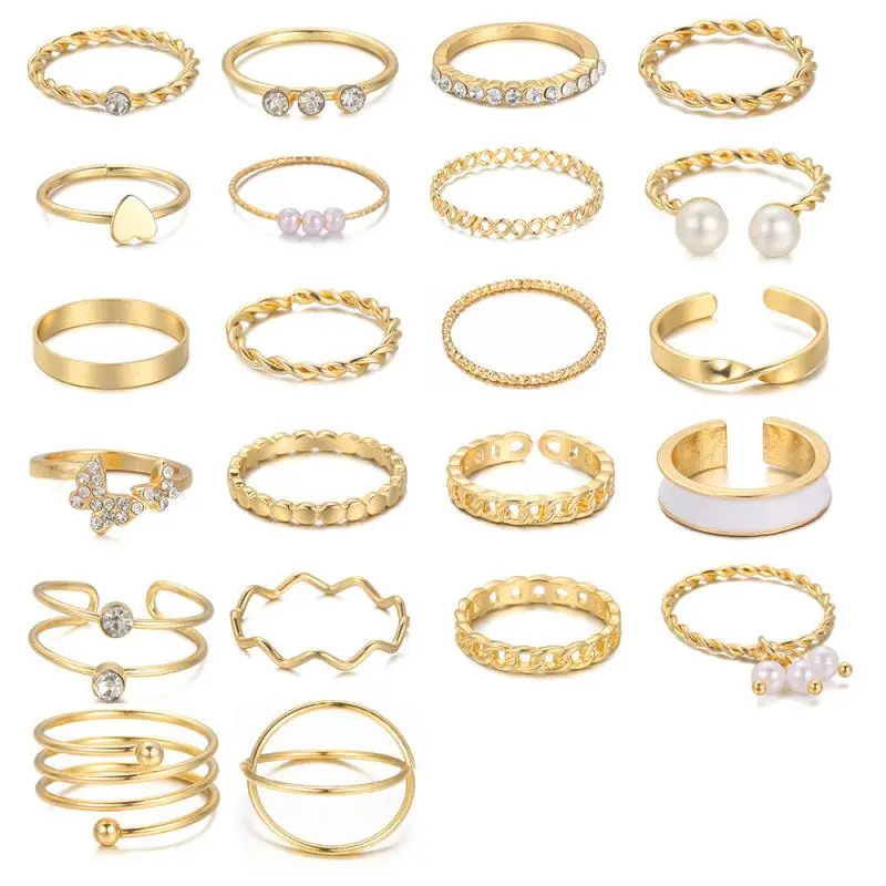 1Set Of New Irregular Geometric Ring Alloy Plated Metal Adjustable Finger Ring For Women Fashion Statement Jewelry Party