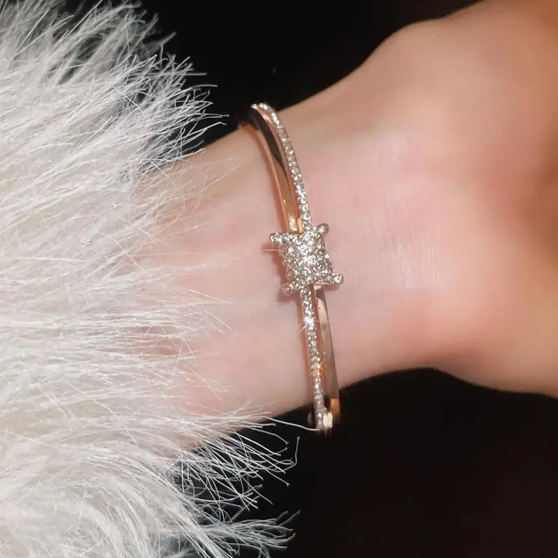 Luxury Zircon Bracelet Bangle With Sparkling Rhinestone For Women Stackable Layered Jewelry