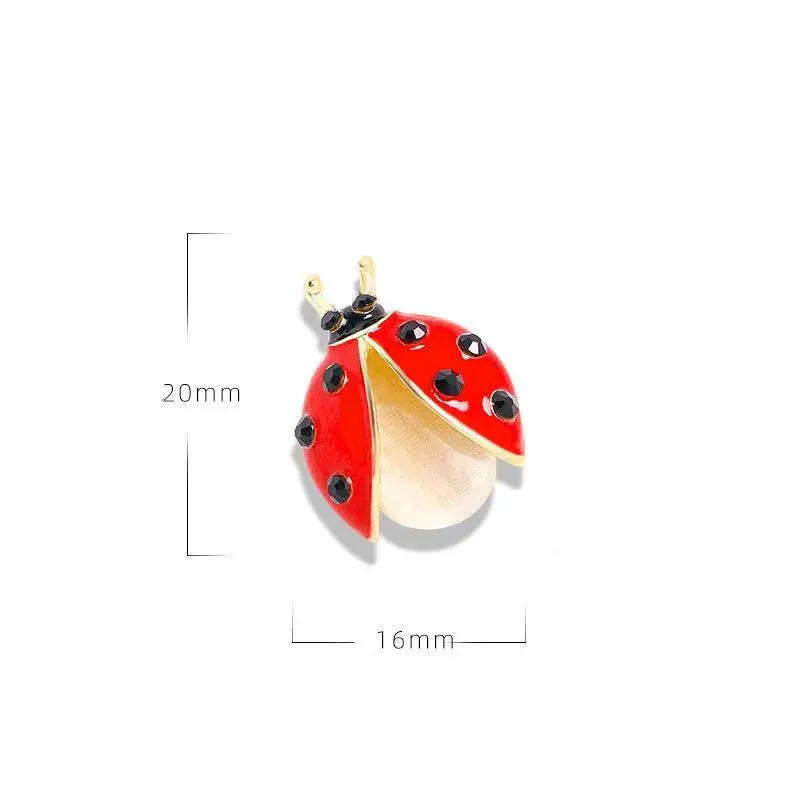 Cute Ladybug Brooch For Women Unisex Opal Red Enamel Beetle Insects Party Casual Brooch Pin Gift