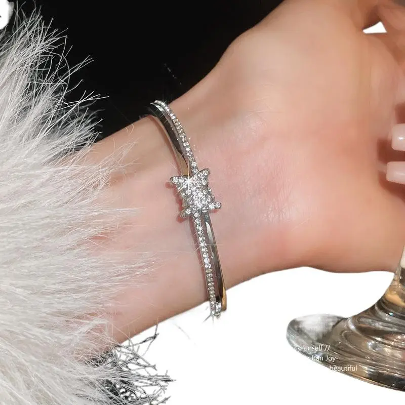 Luxury Zircon Bracelet Bangle With Sparkling Rhinestone For Women Stackable Layered Jewelry