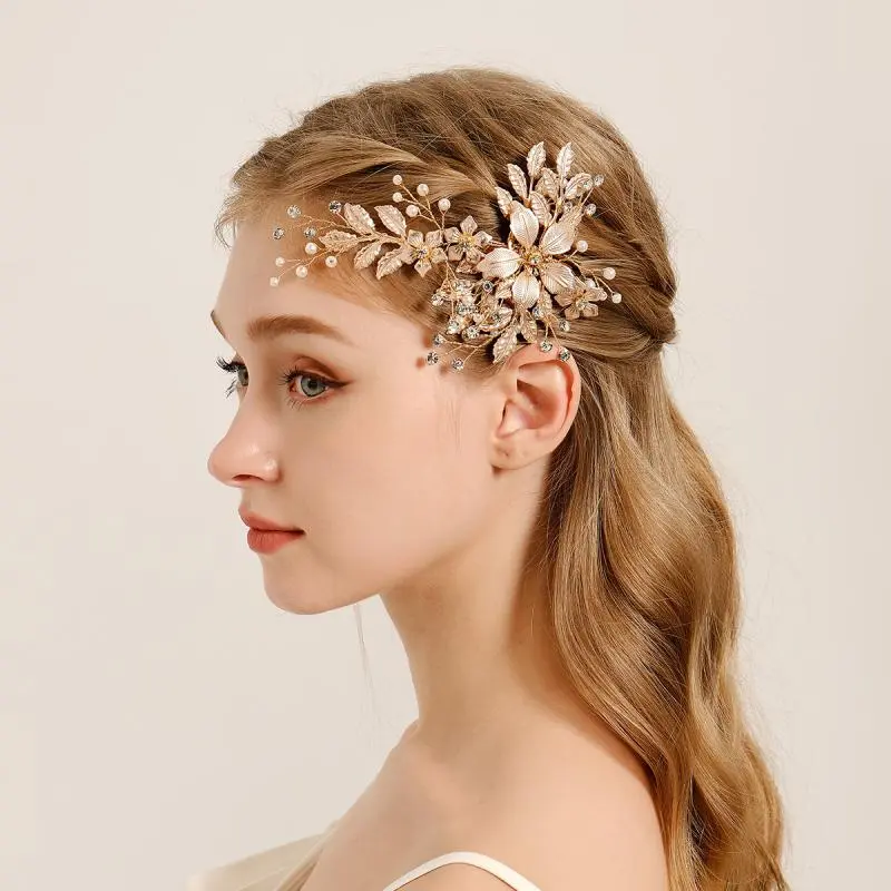 Flower Pearl Crystal Hair Clip Hair Comb Hairpin Headbands For Bride Women Wedding Hair Accessories Girls Prom Jewelry Tiara