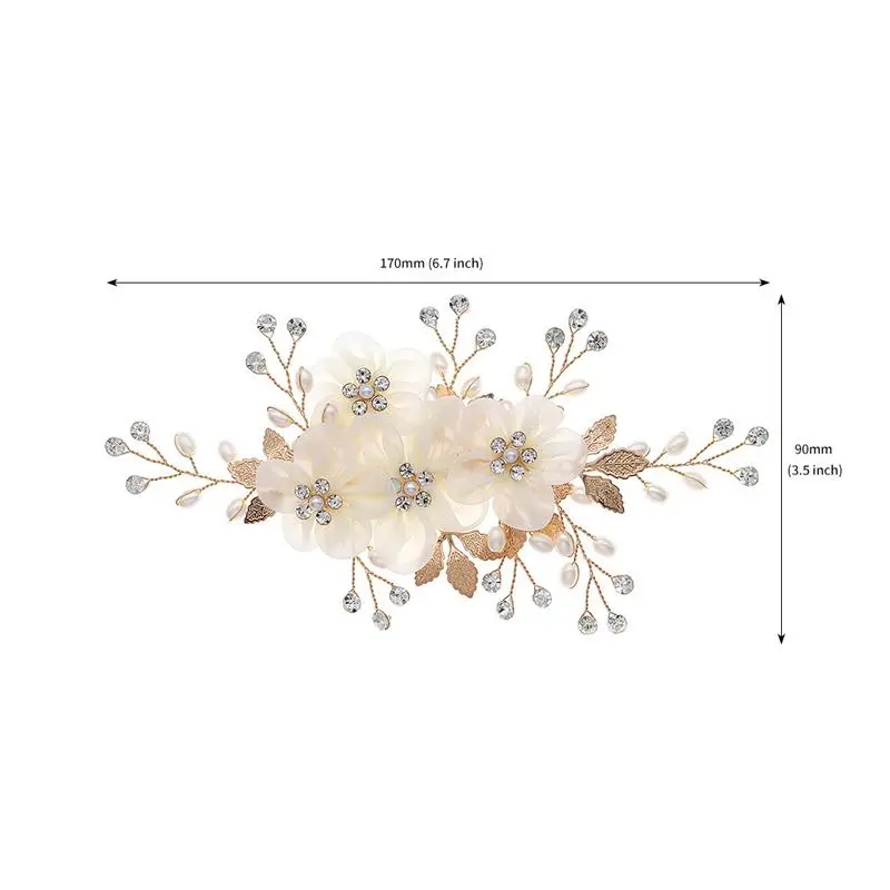 Flower Pearl Crystal Hair Clip Hair Comb Hairpin Headbands For Bride Women Wedding Hair Accessories Girls Prom Jewelry Tiara