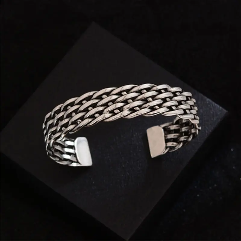 Ethnic Style Braided Twist Wide Bangles For Women Girls Metal Wristlet Bracelets Jewelry Gifts