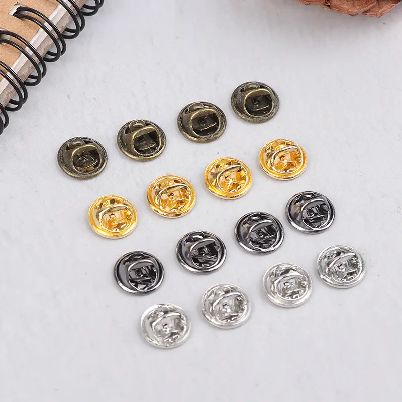 50Set Round Metal Locking Pin Back Brooch Badge Holder Lapel Base For DIY Jewelry Brooch Craft Accessories