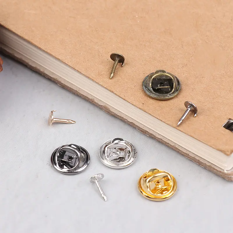 50Set Round Metal Locking Pin Back Brooch Badge Holder Lapel Base For DIY Jewelry Brooch Craft Accessories