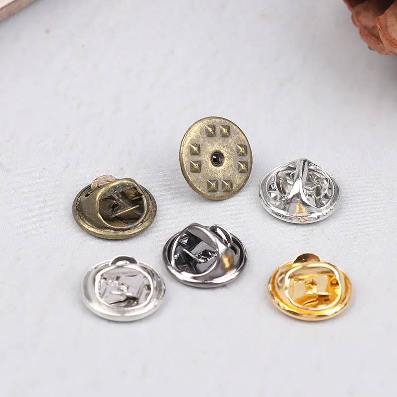 50Set Round Metal Locking Pin Back Brooch Badge Holder Lapel Base For DIY Jewelry Brooch Craft Accessories