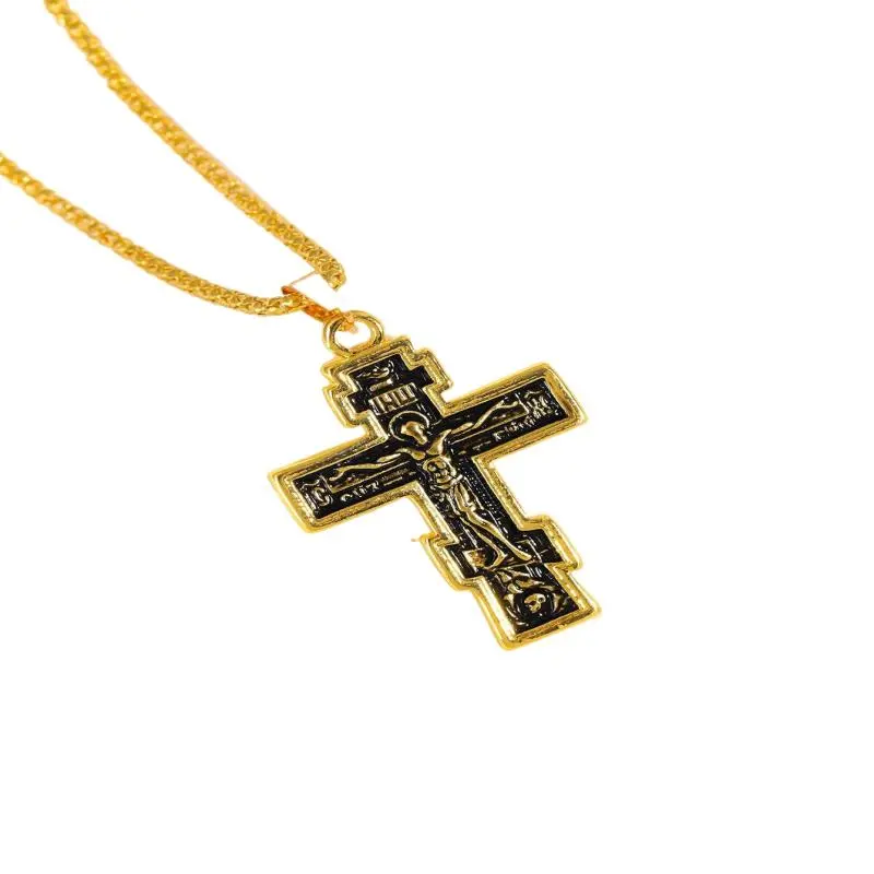 Jesus Cross Necklace Crucifix Eastern Orthodox Prayer Big Pendant For Men Women Jewelry Accessories Gifts