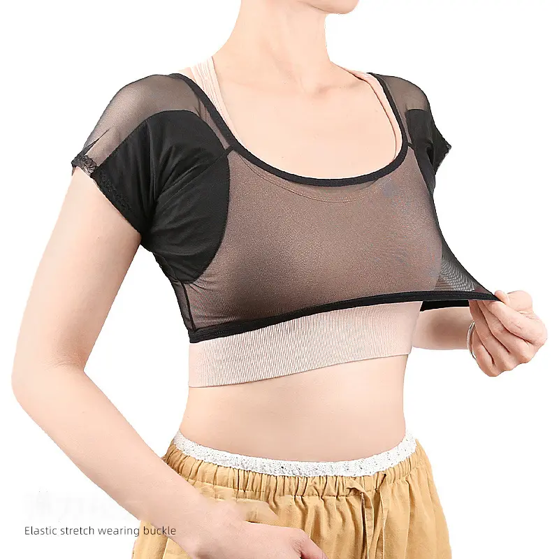 Transparent Sweat Absorbing Clothes Ultra-thin Mesh Quick-drying Chest Wrap Vest Sweat Proof Underarm Sweat Pads T-shirt Women