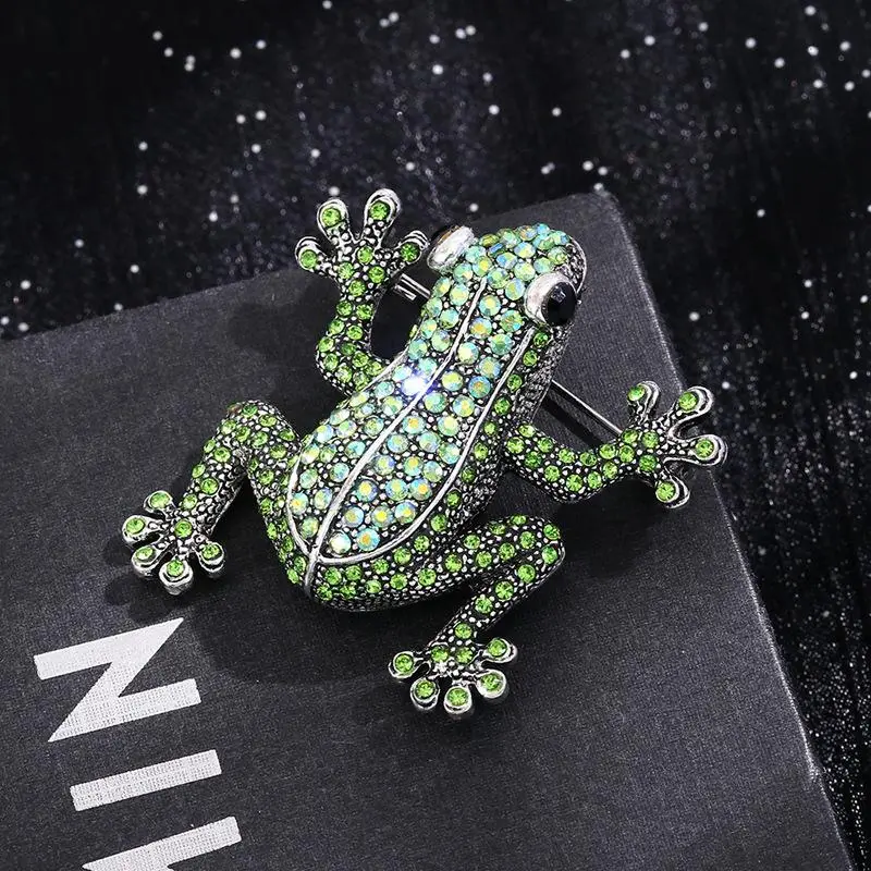 Fashion Rhinestone Animal Frog Brooches For Women Clothing Coat Jewelry Accessries Gifts