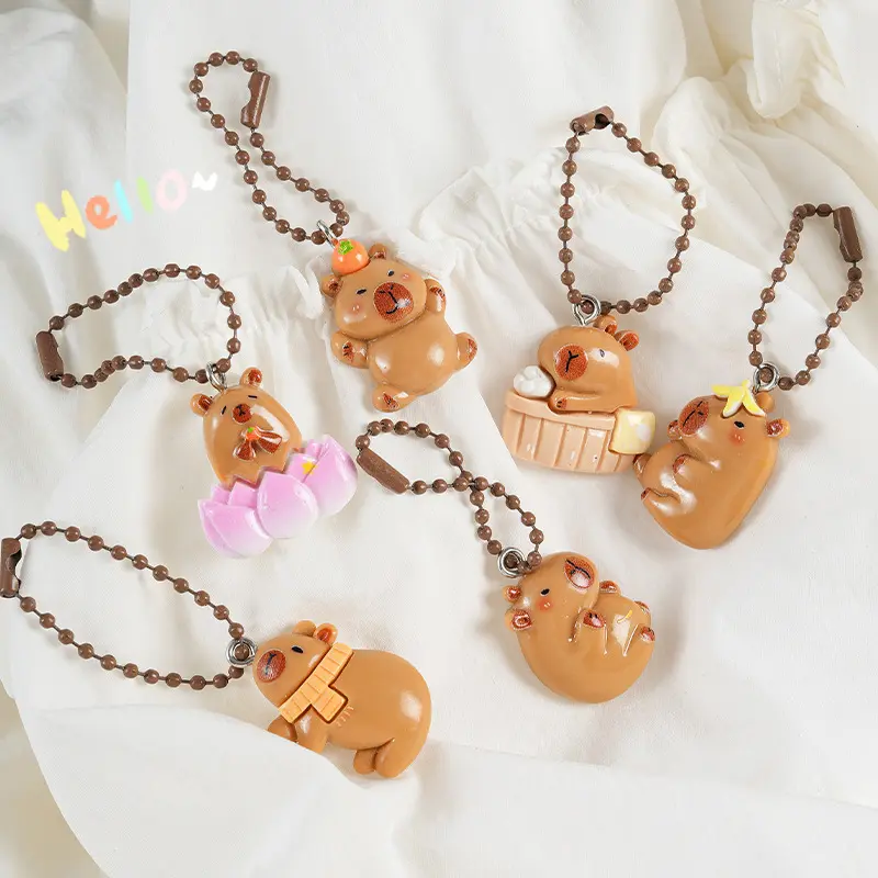 Cartoon Capybara Keychain Cute Cars Key Ring Backpack Pendant Decoration Accessories Gifts