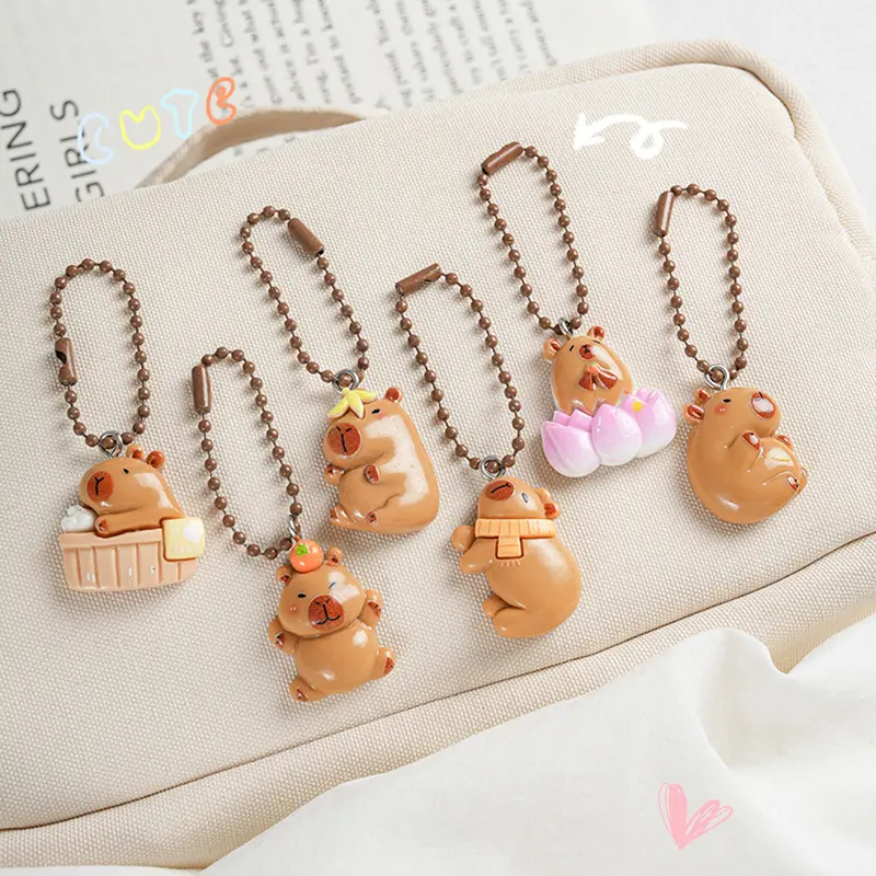 Cartoon Capybara Keychain Cute Cars Key Ring Backpack Pendant Decoration Accessories Gifts