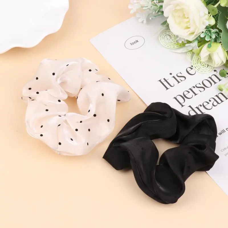 Women Oversized Scrunchies Fashion Dot Point Mesh Hair Rope Large Fabric Elastic Hair Band Ponytail Holder Headwear
