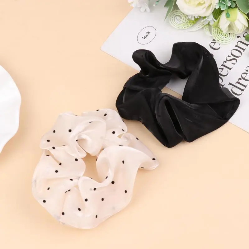 Women Oversized Scrunchies Fashion Dot Point Mesh Hair Rope Large Fabric Elastic Hair Band Ponytail Holder Headwear