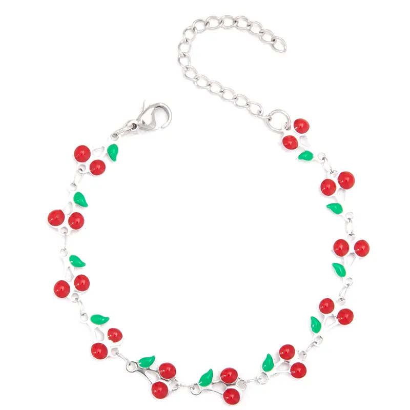 Cute Cherry Bracelet For Women Sweet Fruit Bohemian Bangle Adjustable Wrist Chain Trendy Hand Jewelry
