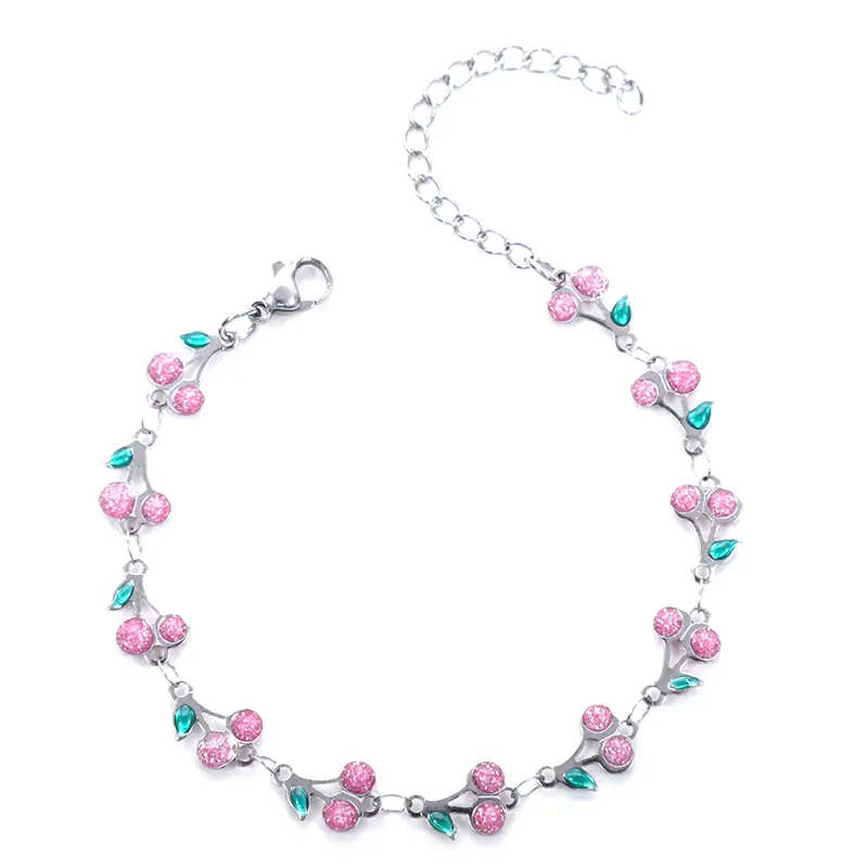 Cute Cherry Bracelet For Women Sweet Fruit Bohemian Bangle Adjustable Wrist Chain Trendy Hand Jewelry