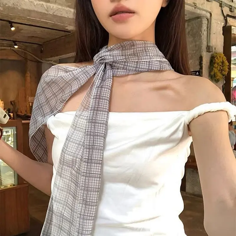 Korean Polka Dots Chiffon Transparent Breathable Sunscreen Shawl Female Summer Thin Long Beach Towel Sun Silk Scarf